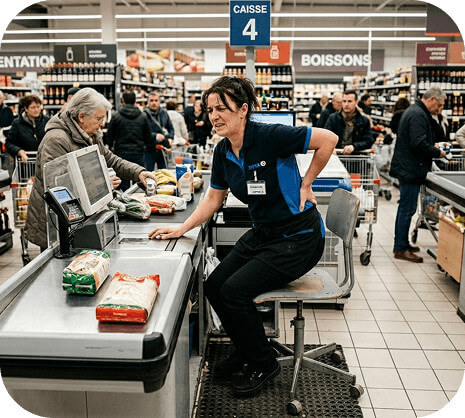 Chaise de caisse inadaptée au poste de caisse